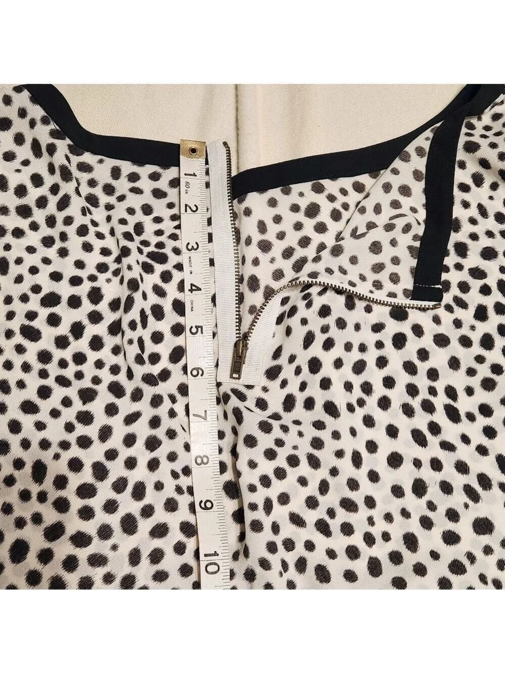 Ann Taylor LOFT White Black Dot Woven Blouse Small